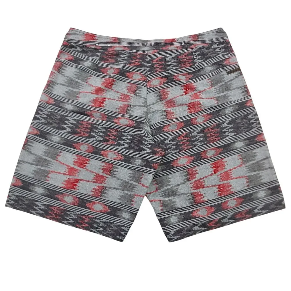 Patagonia Wavefarer Board Shorts Mens 38 Gray Red Ikat Aztec Print Swim Trunks